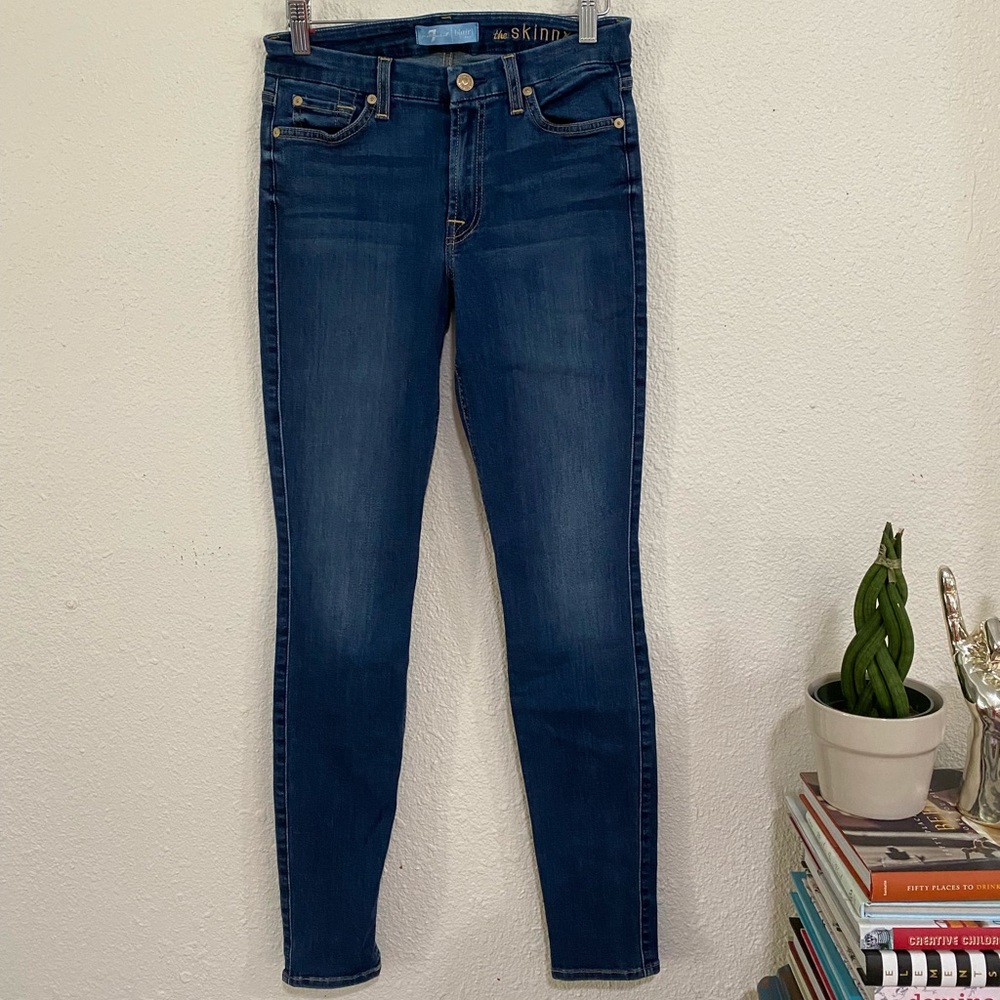 7 For All Mankind skinny blue jeans, size 27